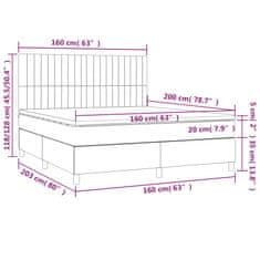 Vidaxl Box spring postelja z vzmetnico LED temno siva 160x200 cm blago