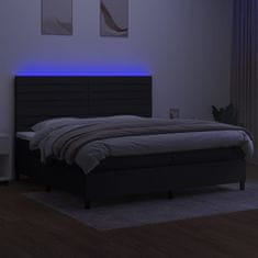 Vidaxl Box spring postelja z vzmetnico LED črna 200x200 cm blago