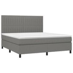 Vidaxl Box spring postelja z vzmetnico temno siva 160x200 cm blago