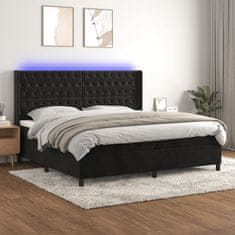 Vidaxl Box spring postelja z vzmetnico LED črna 200x200 cm žamet