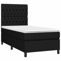 Vidaxl Box spring postelja z vzmetnico LED črna 100x200 cm blago