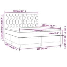 Vidaxl Box spring postelja z vzmetnico LED krem 160x200 cm blago