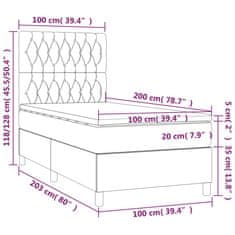 Vidaxl Box spring postelja z vzmetnico LED taupe 100x200 cm blago