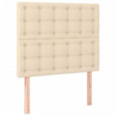 Vidaxl Box spring postelja z vzmetnico LED krem 90x200 cm blago