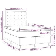 Vidaxl Box spring postelja z vzmetnico svetlo siva 120x200 cm blago