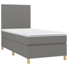 Vidaxl Box spring postelja z vzmetnico LED temno siva 80x200 cm blago