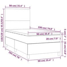 Vidaxl Box spring postelja z vzmetnico LED črn 90x190 cm umetno usnje