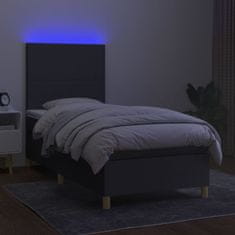 Vidaxl Box spring postelja z vzmetnico LED temno siva 80x200 cm blago