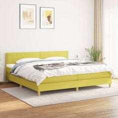 Vidaxl Box spring postelja z vzmetnico zelen 200x200 cm blago