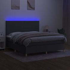 Vidaxl Box spring postelja z vzmetnico LED temno siva 180x200 cm blago