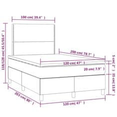 Vidaxl Box spring postelja z vzmetnico LED svetlo siva 120x200cm žamet