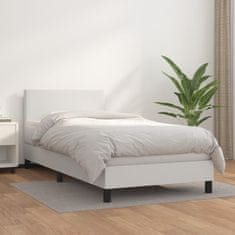 Vidaxl Box spring postelja z vzmetnico bela 90x200 cm umetno usnje