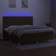 Vidaxl Box spring postelja z vzmetnico LED temno rjava 200x200cm blago