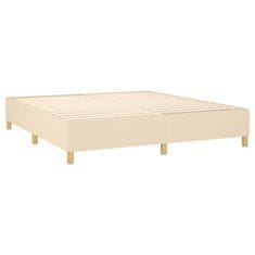 Vidaxl Box spring postelja z vzmetnico krem 160x200 cm blago