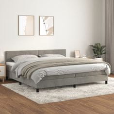 Greatstore Box spring postelja z vzmetnico svetlo siva 200x200 cm žamet