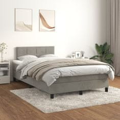 Vidaxl Box spring postelja z vzmetnico svetlo siva 120x200 cm žamet