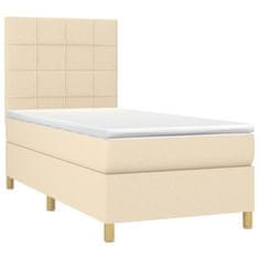 Vidaxl Box spring postelja z vzmetnico LED krem 80x200 cm blago