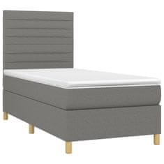 Vidaxl Box spring postelja z vzmetnico temno siva 80x200 cm blago