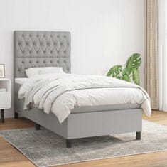 Vidaxl Box spring postelja z vzmetnico svetlo siv 100x200 cm blago