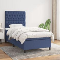 Vidaxl Box spring postelja z vzmetnico modra 100x200 cm blago