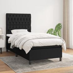 Vidaxl Box spring postelja z vzmetnico črna 100x200 cm blago
