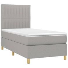 Vidaxl Box spring postelja z vzmetnico svetlo siva 90x190 cm blago
