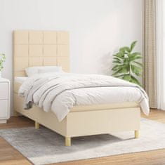 Vidaxl Box spring postelja z vzmetnico krem 100x200 cm blago