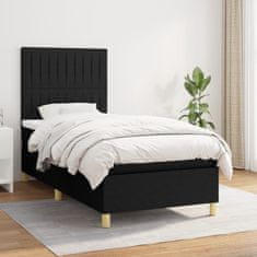Vidaxl Box spring postelja z vzmetnico črn 90x190 cm blago