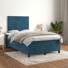 Vidaxl Box spring postelja z vzmetnico temno modra 120x200 cm žamet