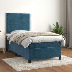 Vidaxl Box spring postelja z vzmetnico temno modra 90x200 cm žamet