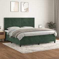 Vidaxl Box spring postelja z vzmetnico temno zelena 200x200 cm žamet