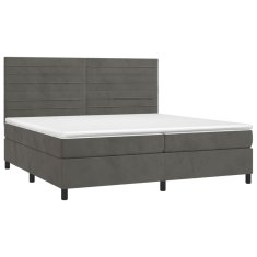 Vidaxl Box spring postelja z vzmetnico LED temno siva 200x200 cm žamet