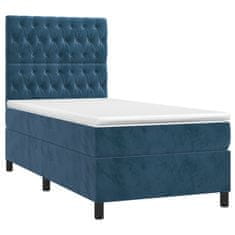 Vidaxl Box spring postelja z vzmetnico LED temno modra 100x200cm žamet