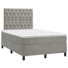 Vidaxl Box spring postelja z vzmetnico LED svetlo siva 120x200cm žamet