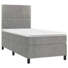 Vidaxl Box spring postelja z vzmetnico svetlo siva 80x200 cm žamet