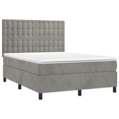 Vidaxl Box spring postelja z vzmetnico svetlo siva 140x200 cm žamet
