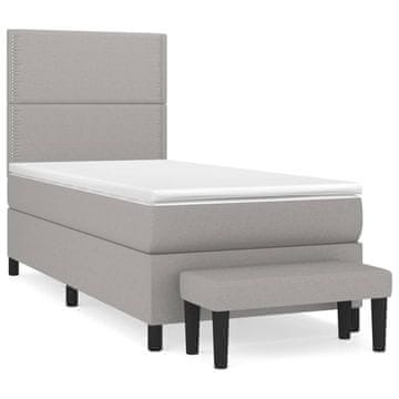 Vidaxl Box spring postelja z vzmetnico svetlo siva 90x190 cm blago