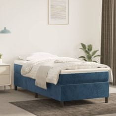 Vidaxl Box spring postelja z vzmetnico temno modra 100x200 cm žamet