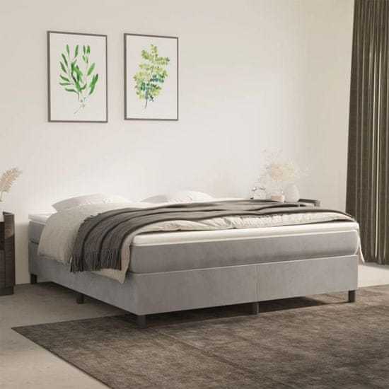 Vidaxl Box spring postelja z vzmetnico svetlo siva 160x200 cm žamet