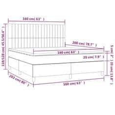 Vidaxl Box spring postelja z vzmetnico LED črna 160x200 cm žamet