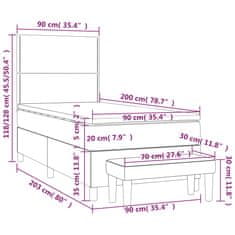 Vidaxl Box spring postelja z vzmetnico temno siva 90x200 cm blago