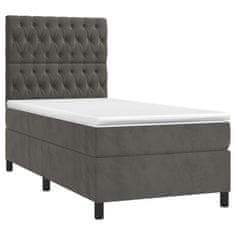 Vidaxl Box spring postelja z vzmetnico LED temno siva 80x200 cm žamet