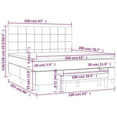 Vidaxl Box spring postelja z vzmetnico svetlo siva 160x200 cm žamet