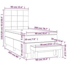 Vidaxl Box spring postelja z vzmetnico svetlo siva 90x200 cm žamet
