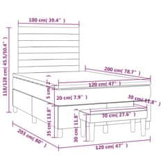 Vidaxl Box spring postelja z vzmetnico svetlo siva 120x200 cm blago