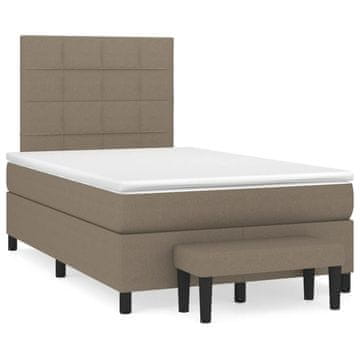 Vidaxl Box spring postelja z vzmetnico taupe 120x200 cm blago