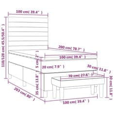 Vidaxl Box spring postelja z vzmetnico svetlo siv 100x200 cm blago