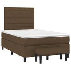 Vidaxl Box spring postelja z vzmetnico temno rjav 120x200 cm blago