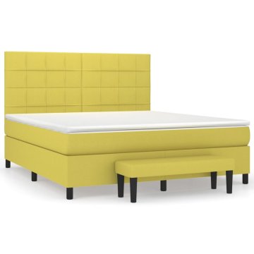 Vidaxl Box spring postelja z vzmetnico svetlo zelena 180x200 cm žamet