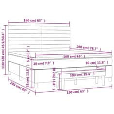 Vidaxl Box spring postelja z vzmetnico temno siva 160x200 cm žamet